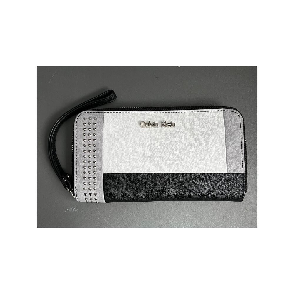Calvin Klein Colorblock Studed Wristlet Zip Closure NWT